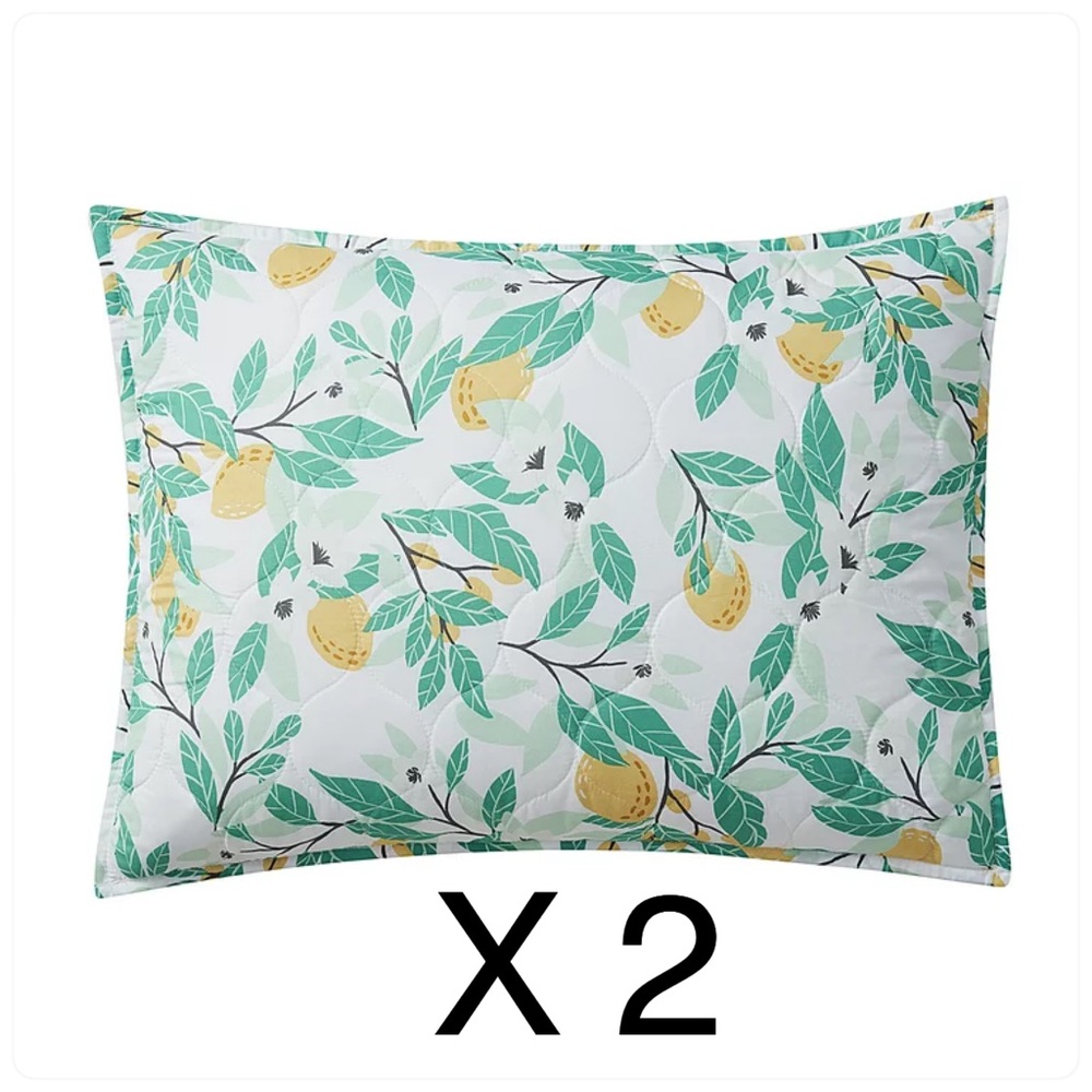 🆕 Mainstays Lemon Yellow Striped Polysester Pillow Shams - King 2 Packs
